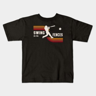 Swing For The Fences Retro Baseball Fun Kids T-Shirt